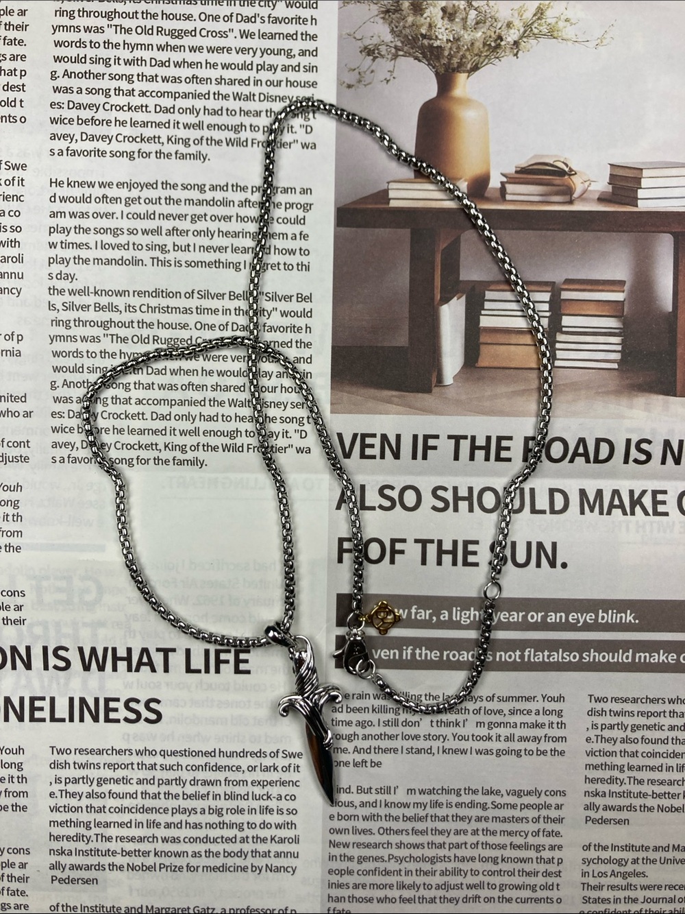 Men's Silver Cross Pendant Necklace - Silver Chain